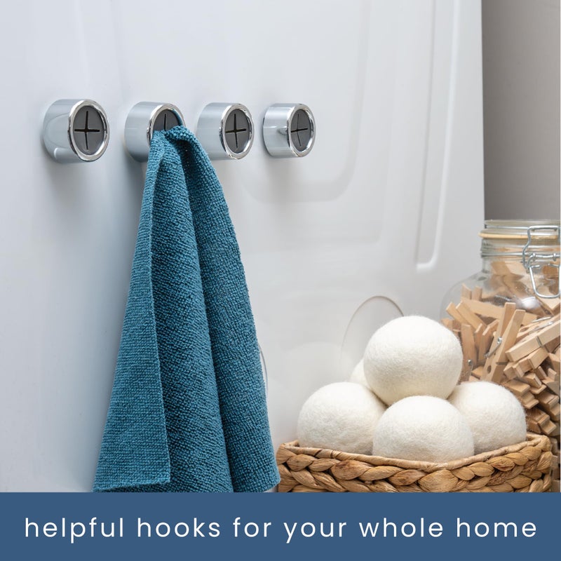 S&T INC. Round Adhesive Push Towel Hooks for Kitchen, Hand and Dish Towels, Grey, 4 Pack - Image 4